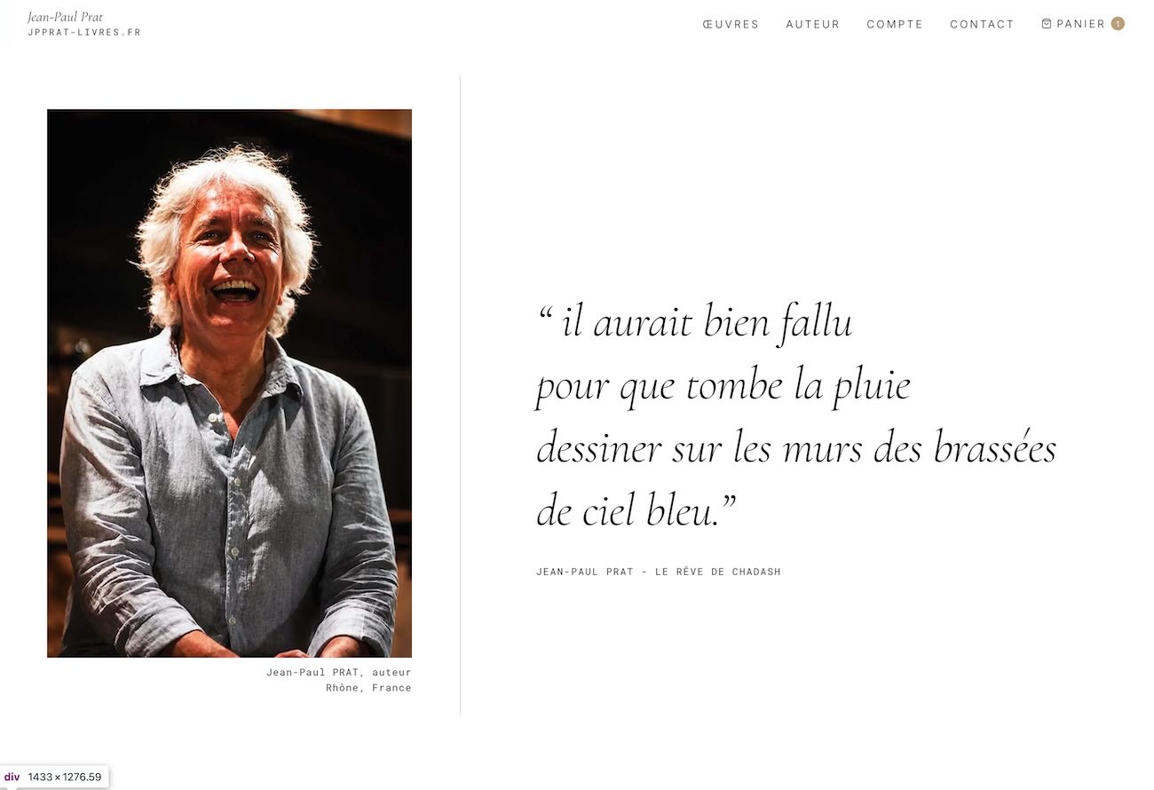 Projet de Site Vitrine & E-commerce : Jean-Paul Prat - Livres. Site vitrine & e-commerce pour l'auteur Jean-Paul Prat.