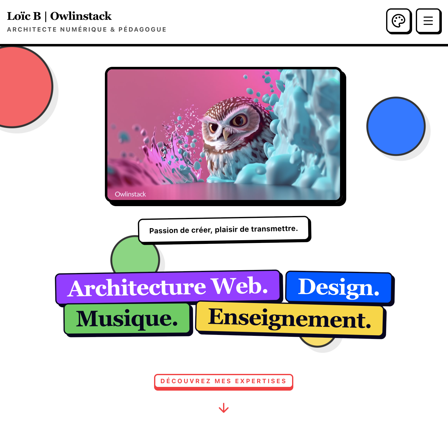 Projet de Site Vitrine : Owlinstack. Site vitrine moderne pour mes activités.